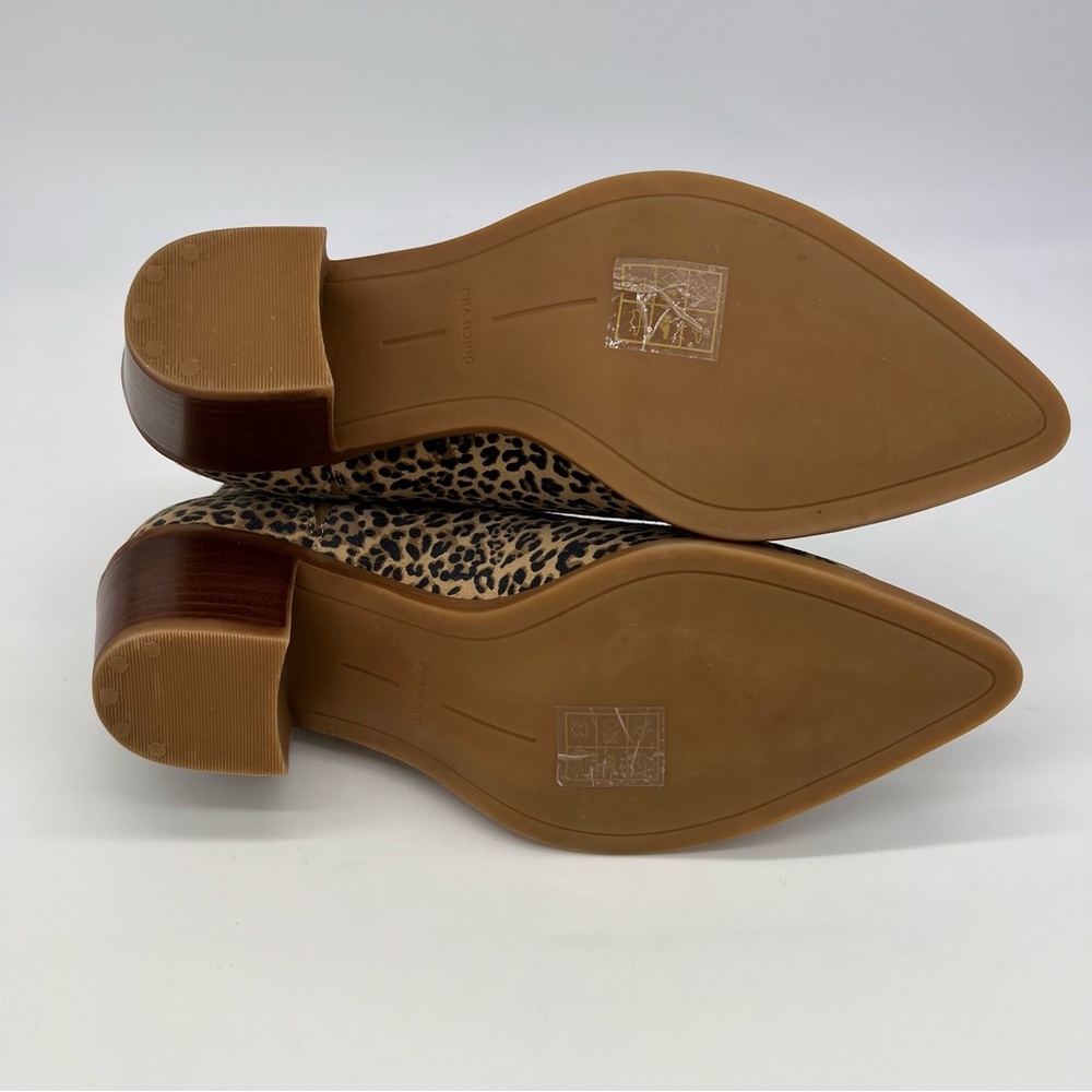 Dolce Vita Samy Leather Leopard Print Pointy Toe Bootie 7.5M - Picture 11 of 13